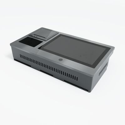 10.1" touch kiosk NFC RFID card reader IP65 pure flat surface aluminum front bezel bulit-in camera and thermal printer face recognition