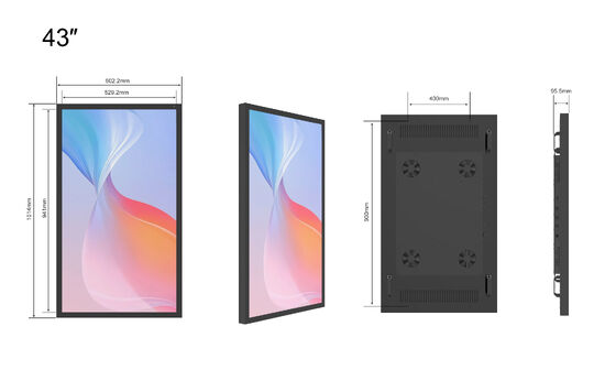 Industrial Grade Outdoor LCD Touchscreen Monitor 43inches Display High Brightness With Optical Bonding, Floor standing